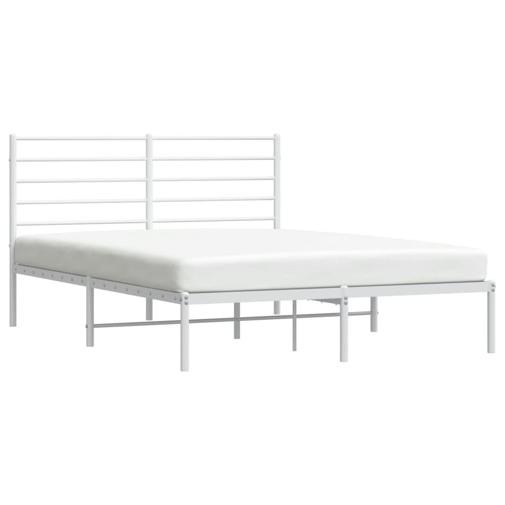 Sengeramme i metall med sengegavl hvit 150x200 cm