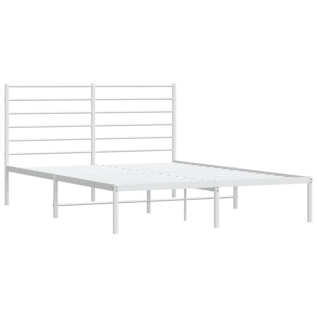 Sengeramme i metall med sengegavl hvit 150x200 cm