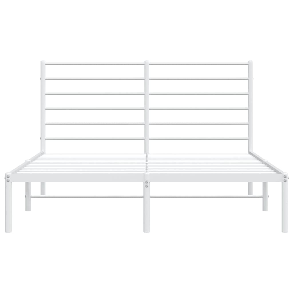 Sengeramme i metall med sengegavl hvit 150x200 cm