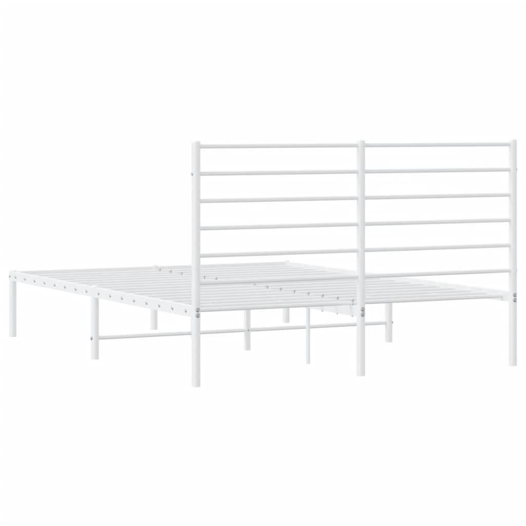 Sengeramme i metall med sengegavl hvit 150x200 cm
