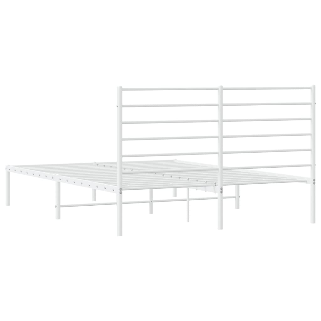 Sengeramme i metall med sengegavl hvit 160x200 cm