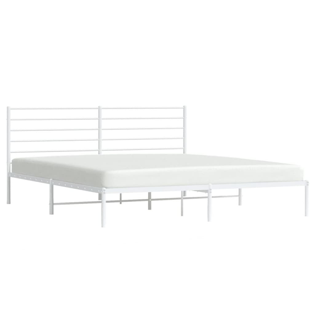 Sengeramme i metall med sengegavl hvit 180x200 cm