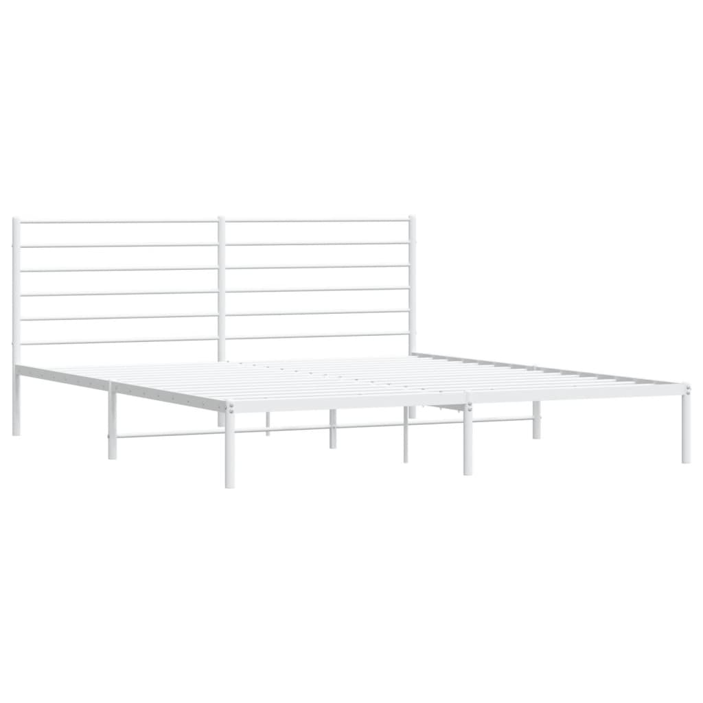 Sengeramme i metall med sengegavl hvit 180x200 cm