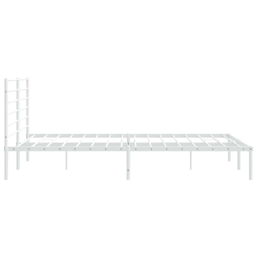 Sengeramme i metall med sengegavl hvit 180x200 cm