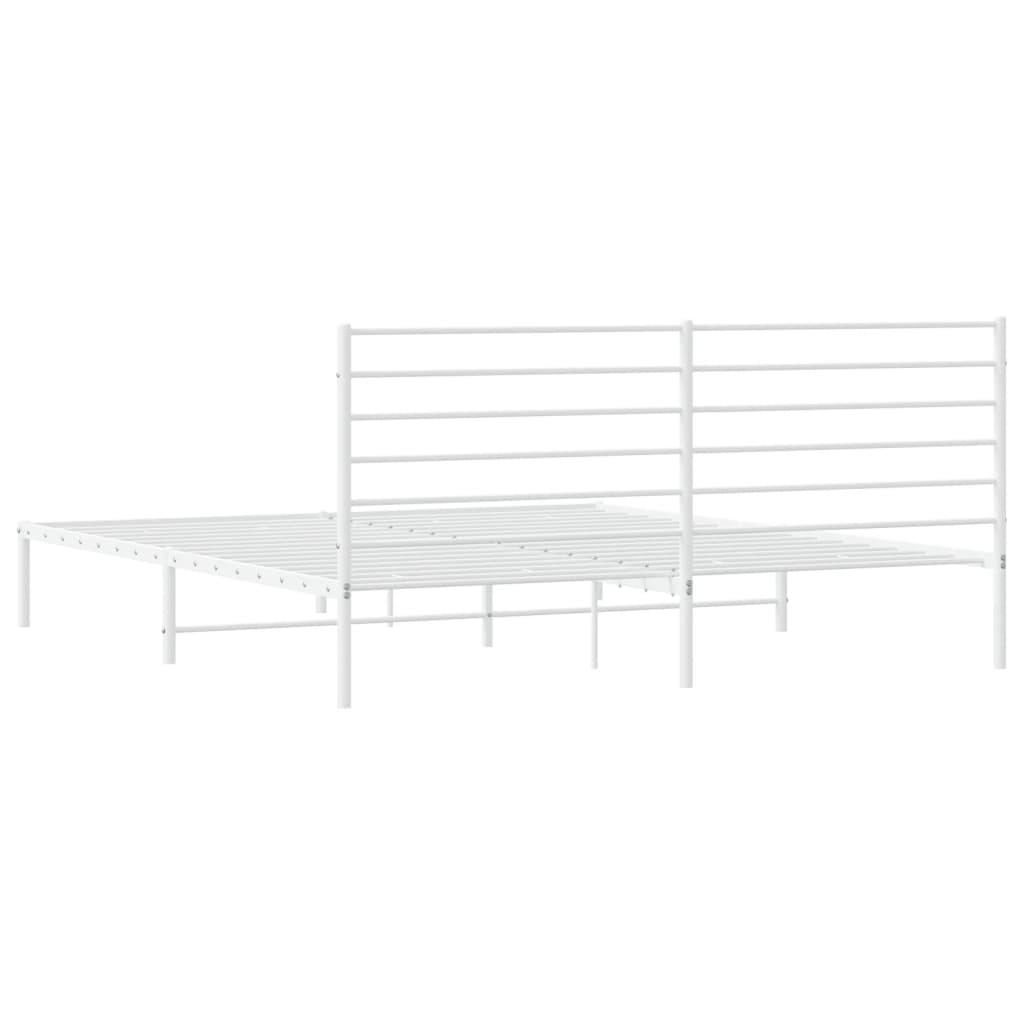 Sengeramme i metall med sengegavl hvit 180x200 cm