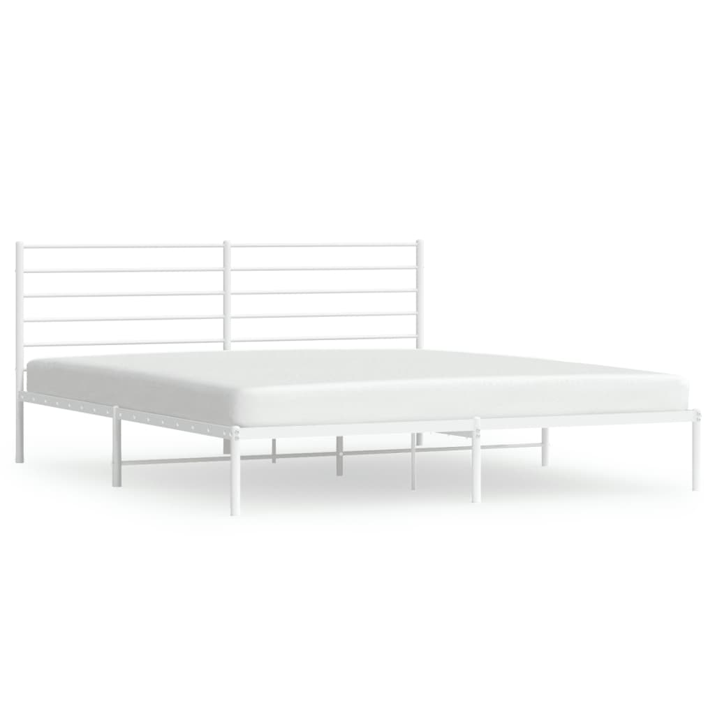Sengeramme i metall med hodegavl hvit 183x213 cm