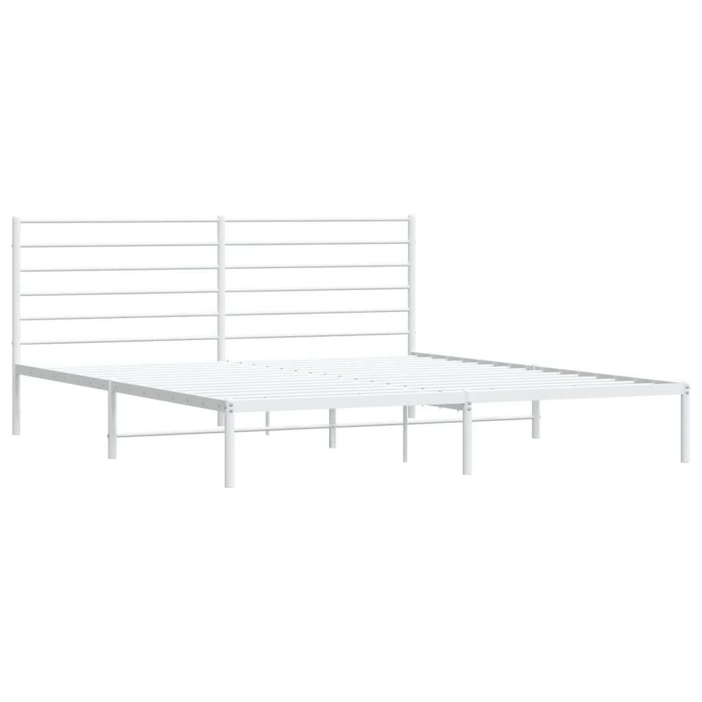 Sengeramme i metall med hodegavl hvit 183x213 cm