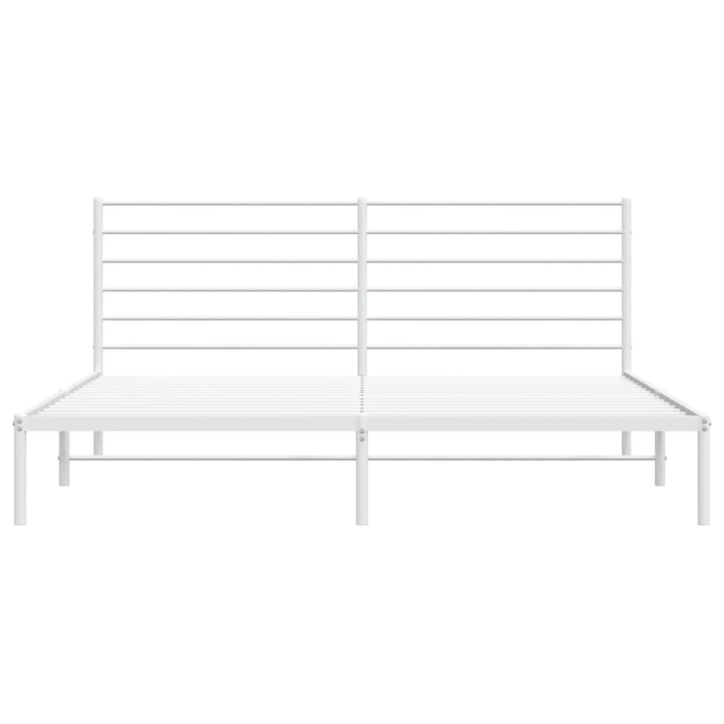 Sengeramme i metall med hodegavl hvit 183x213 cm