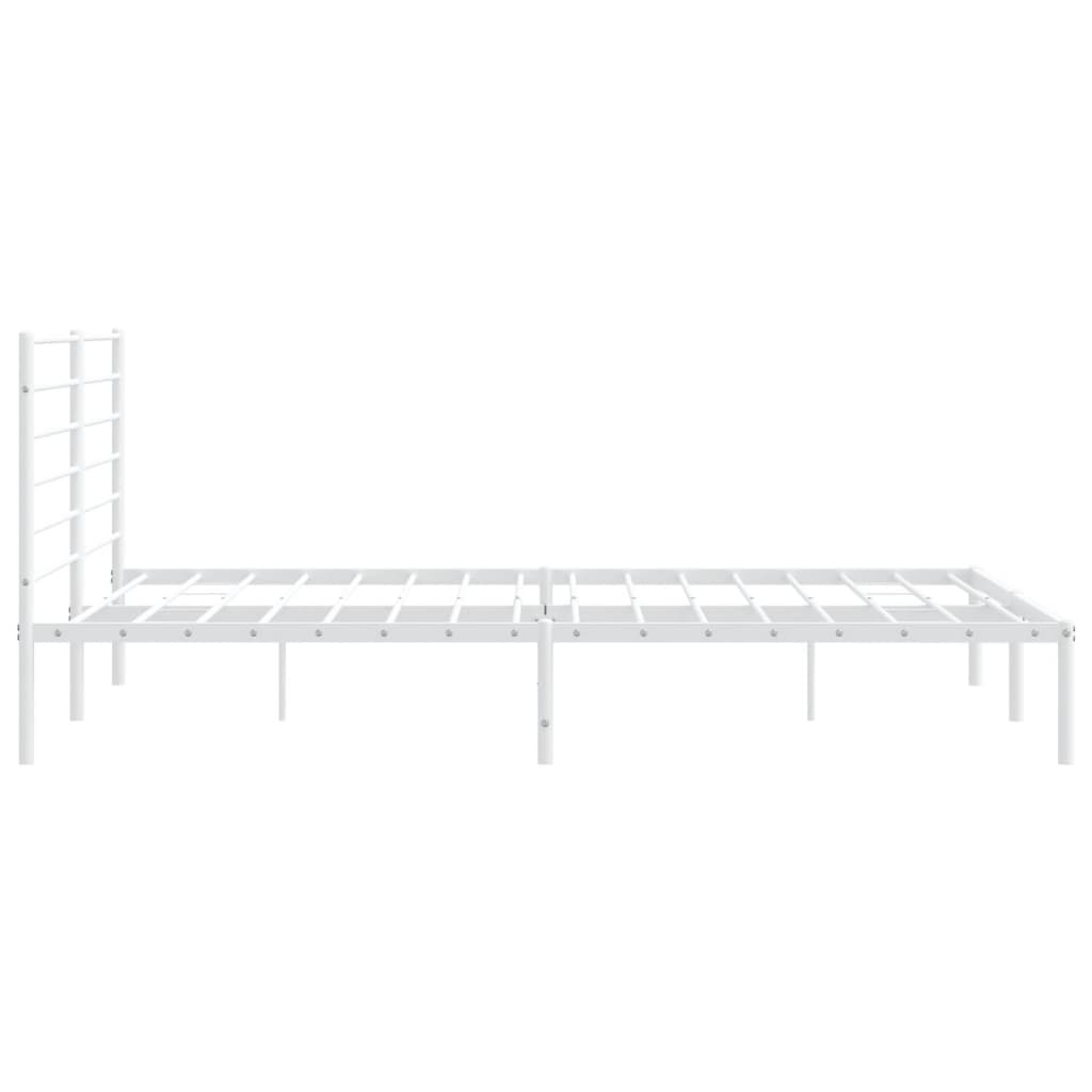Sengeramme i metall med hodegavl hvit 183x213 cm