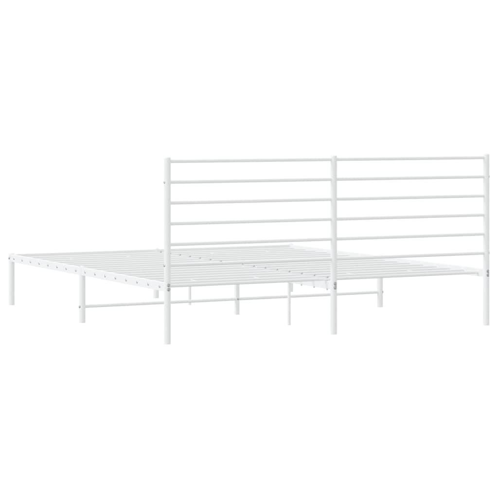 Sengeramme i metall med hodegavl hvit 183x213 cm