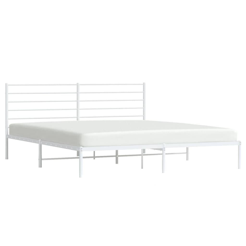 Sengeramme i metall med hodegavl hvit 193x203 cm