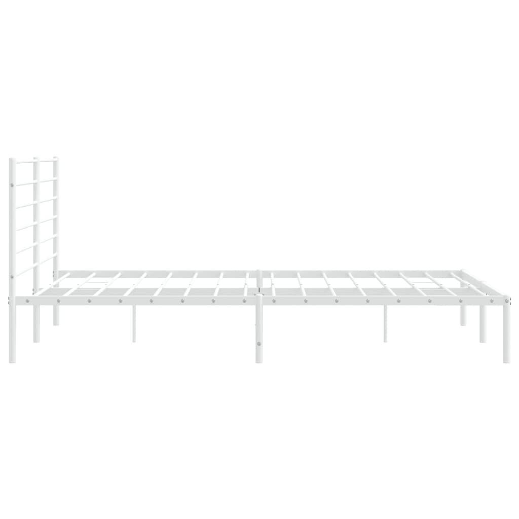 Sengeramme i metall med sengegavl hvit 200x200 cm
