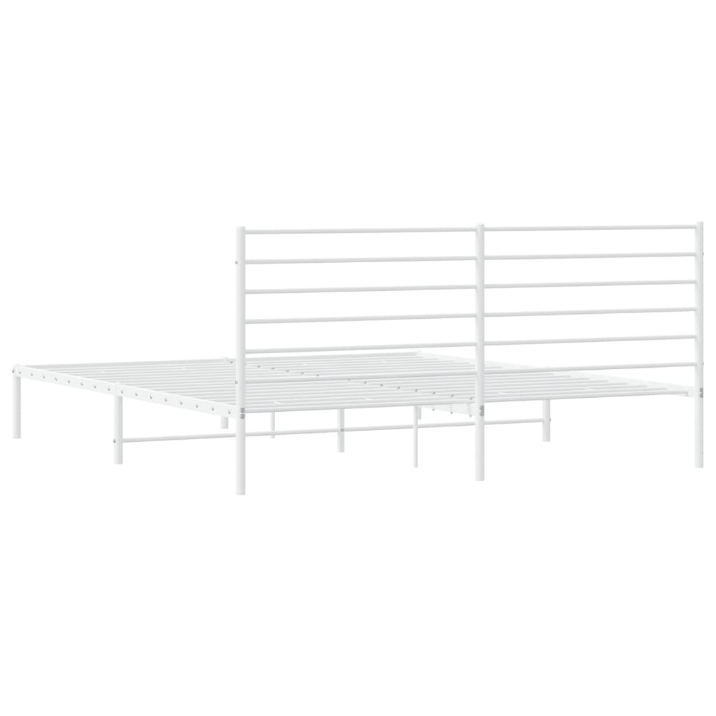 Sengeramme i metall med sengegavl hvit 200x200 cm