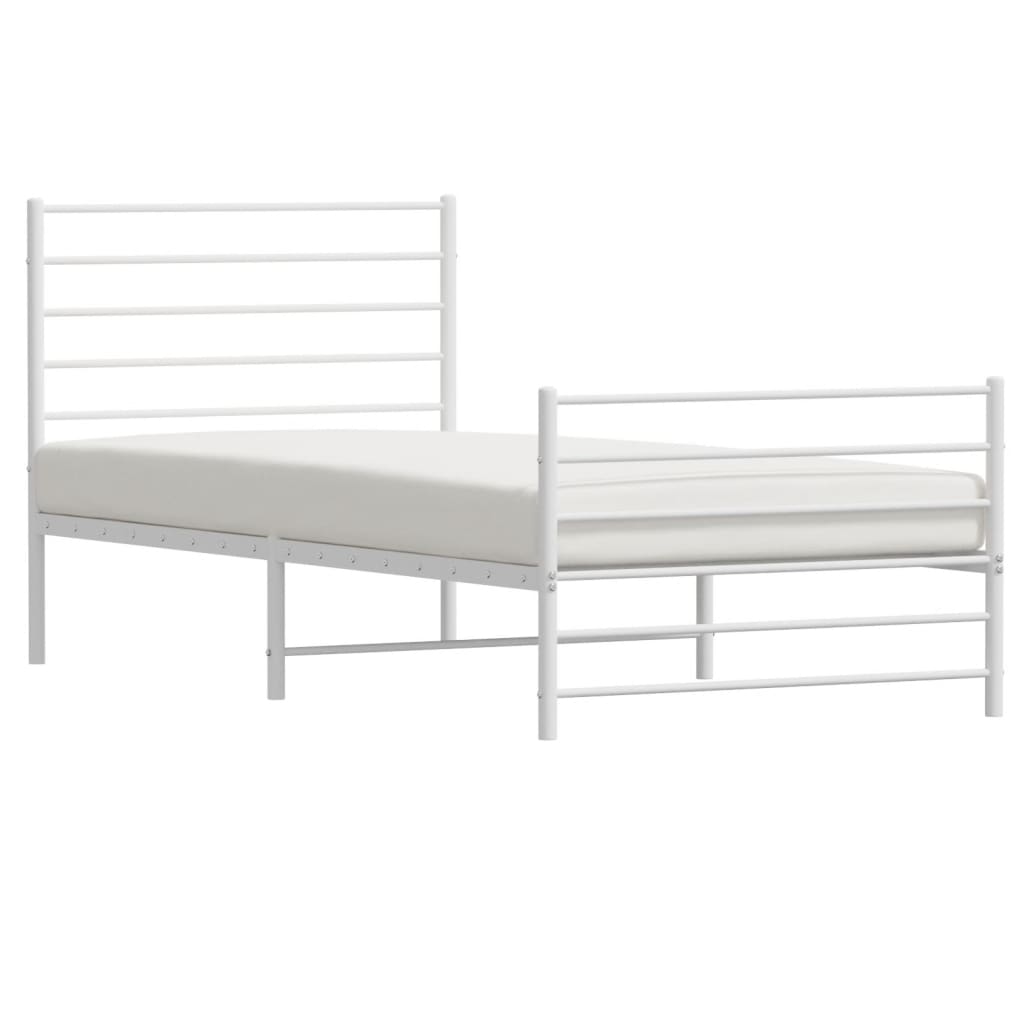 Sengeramme i metall med hode- og fotgavl hvit 75x190 cm