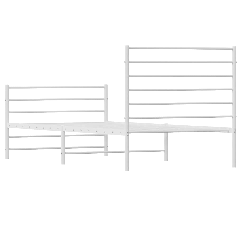 Sengeramme i metall med hode- og fotgavl hvit 90x190 cm
