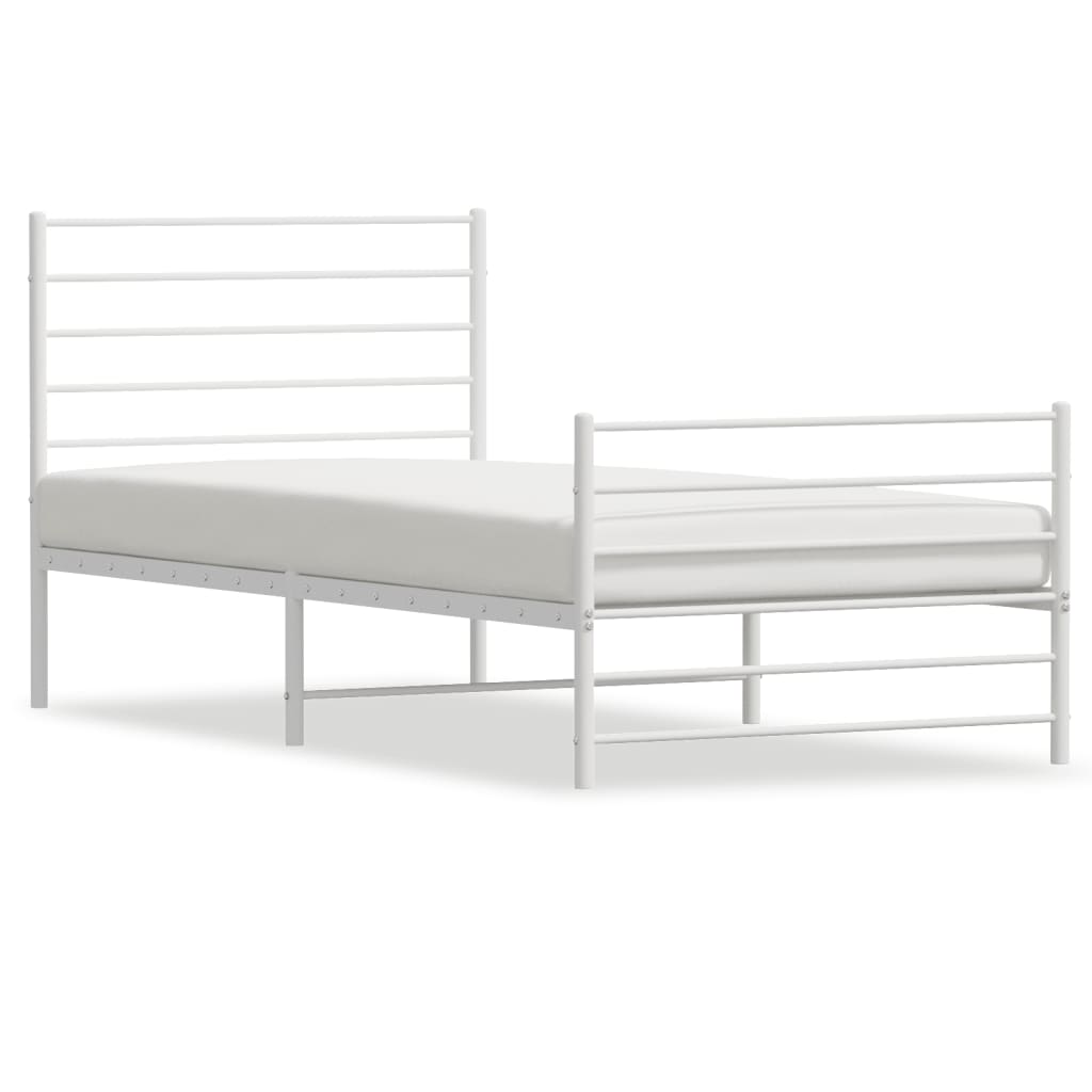 Sengeramme i metall med hode- og fotgavl hvit 90x200 cm