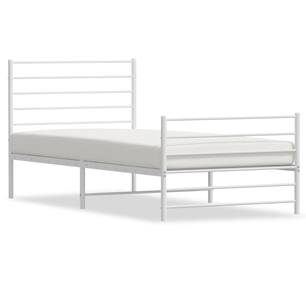 Sengeramme i metall med hode- og fotgavl hvit 100x190 cm