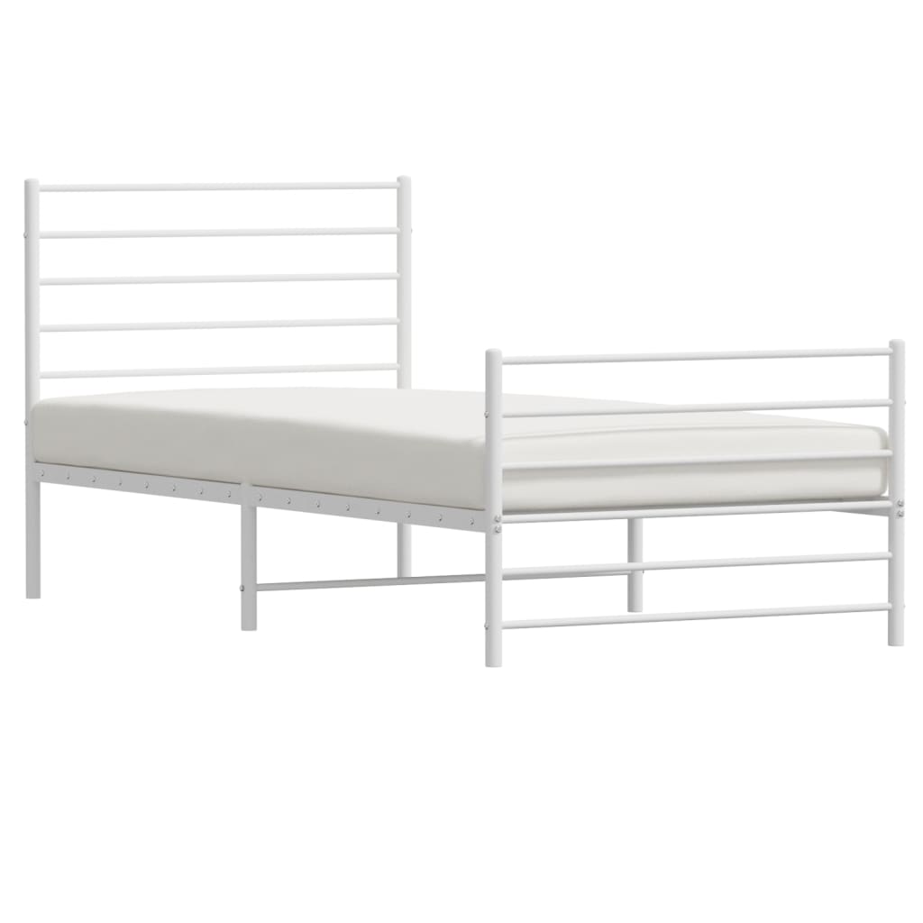 Sengeramme i metall med hode- og fotgavl hvit 100x190 cm