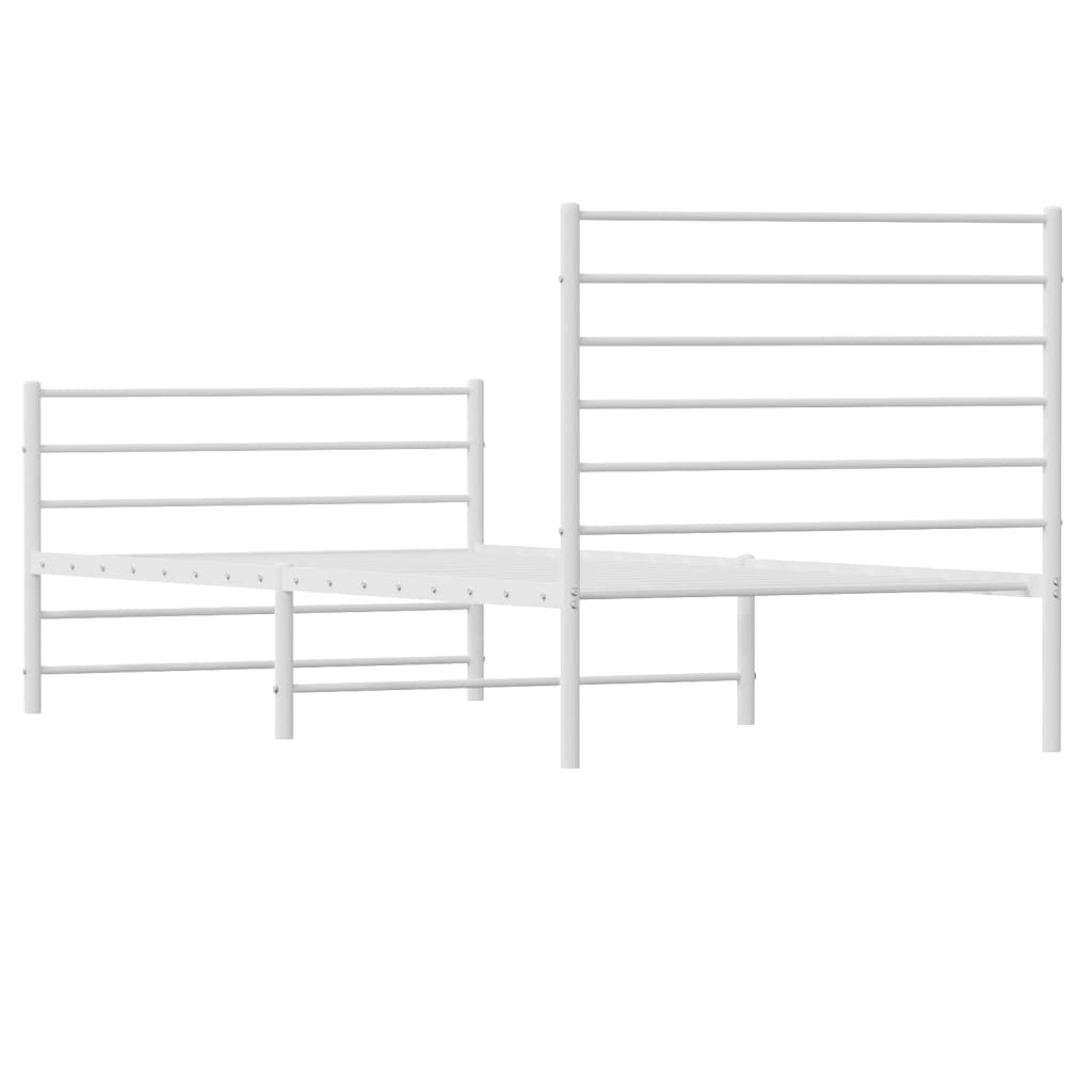 Sengeramme i metall med hode- og fotgavl hvit 100x190 cm