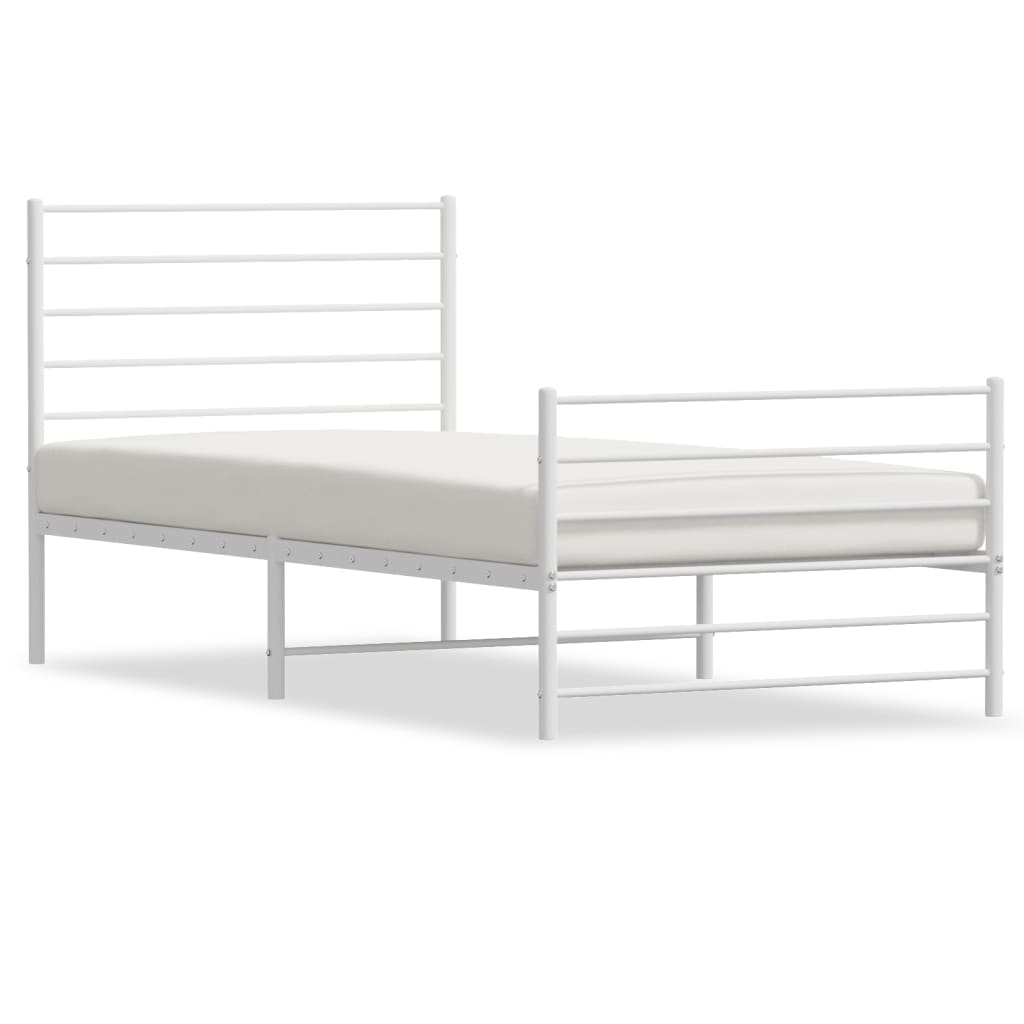 Sengeramme i metall med hode- og fotgavl hvit 100x200 cm