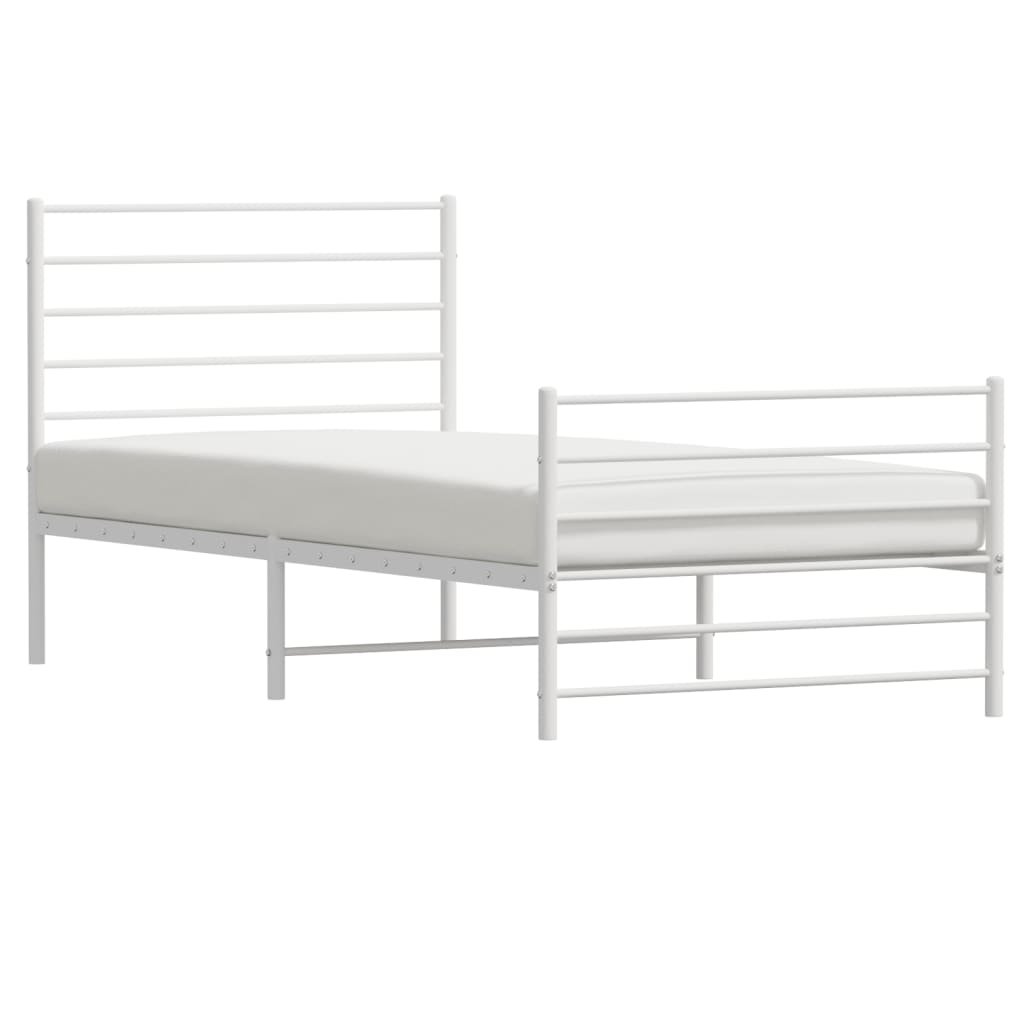 Sengeramme i metall med hode- og fotgavl hvit 100x200 cm