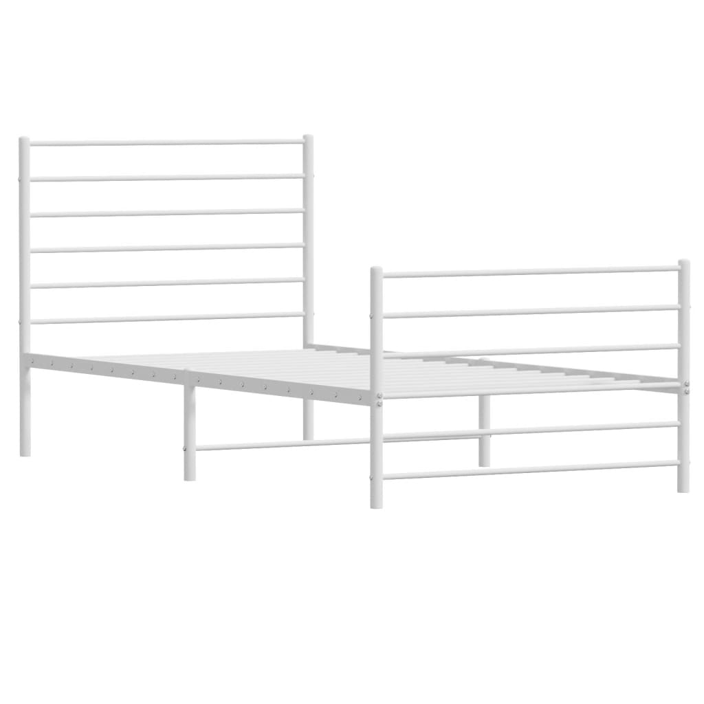 Sengeramme i metall med hode- og fotgavl hvit 100x200 cm