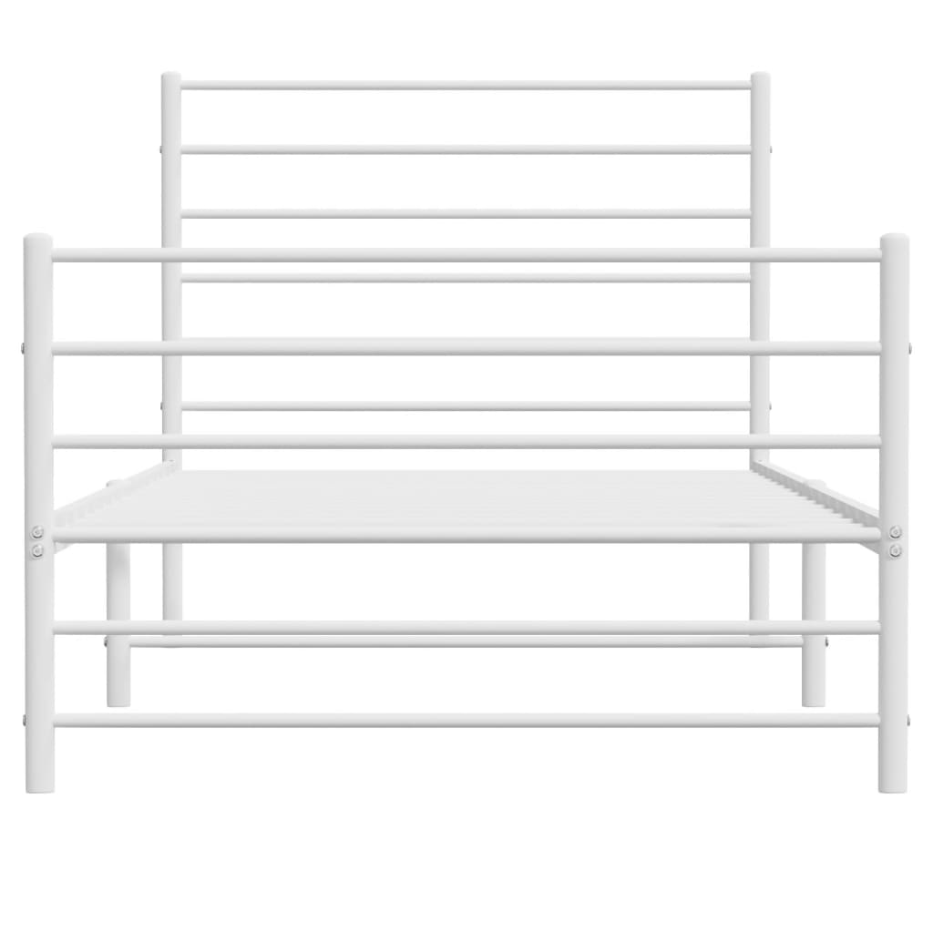 Sengeramme i metall med hode- og fotgavl hvit 100x200 cm