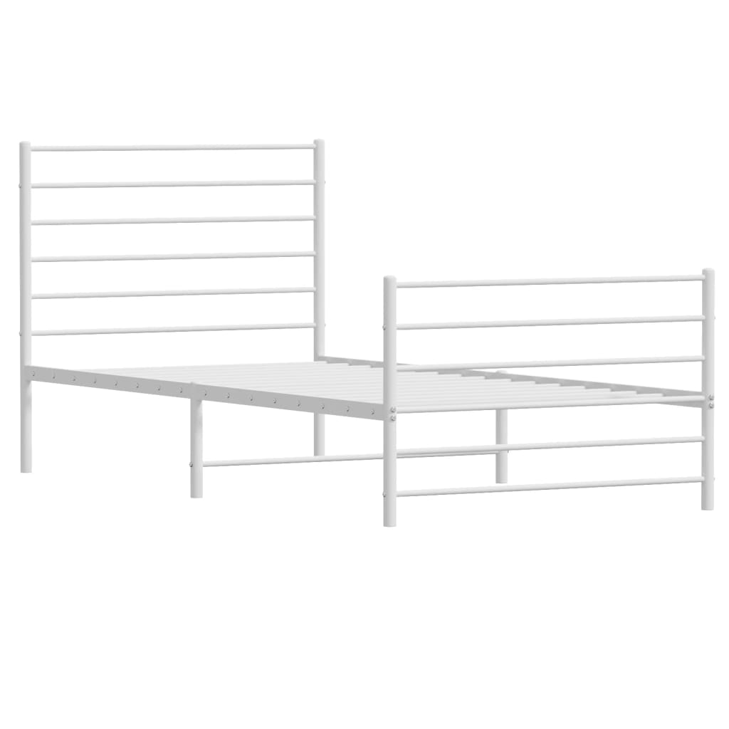 Sengeramme i metall med hode- og fotgavl hvit 107x203 cm