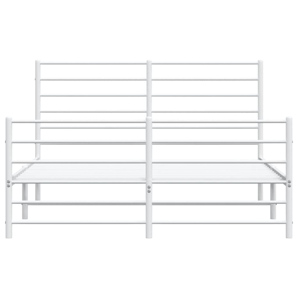 Sengeramme i metall med hode- og fotgavl hvit 120x190 cm