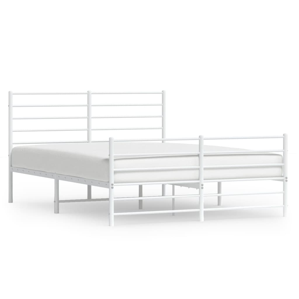 Sengeramme i metall med hode- og fotgavl hvit 120x200 cm