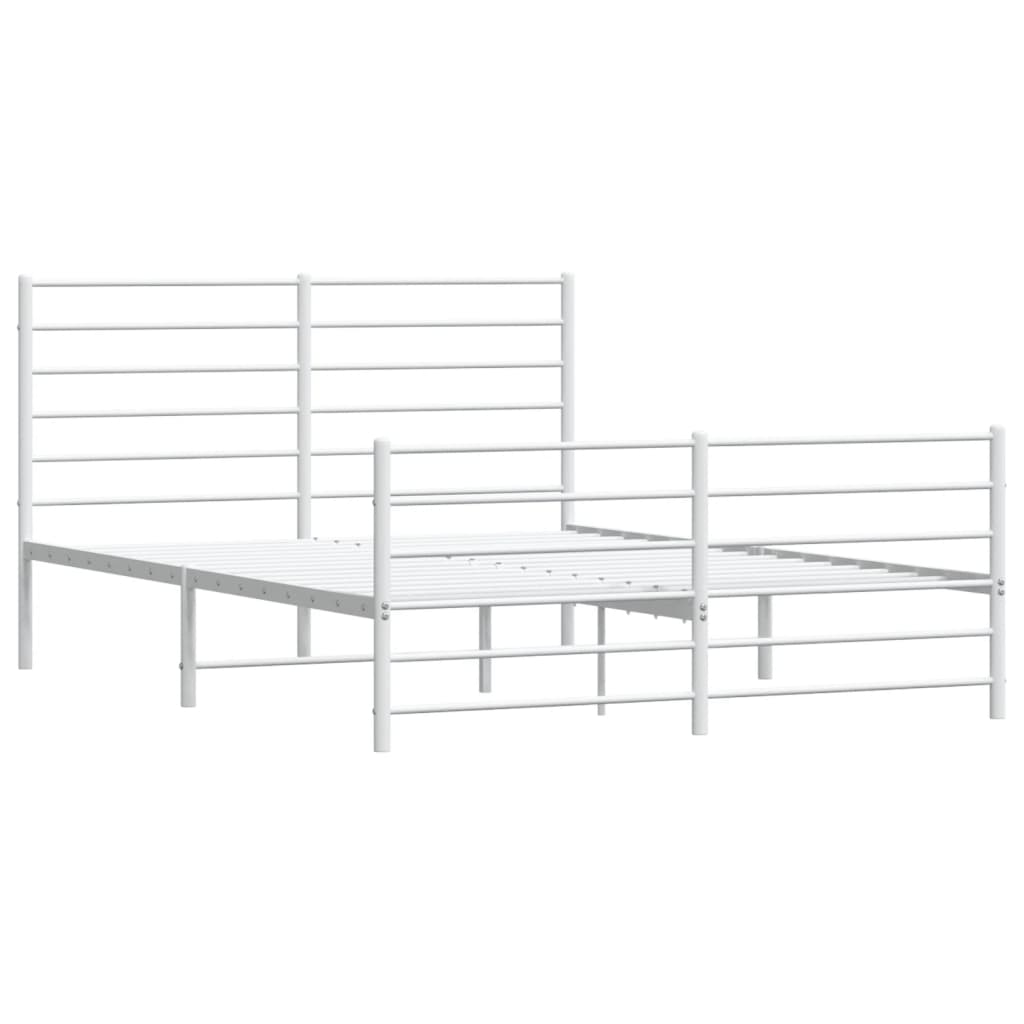 Sengeramme i metall med hode- og fotgavl hvit 120x200 cm