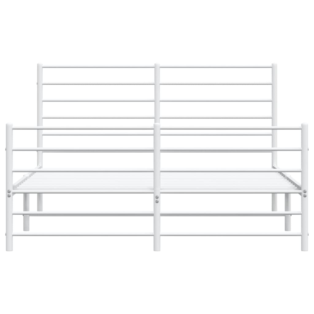 Sengeramme i metall med hode- og fotgavl hvit 120x200 cm