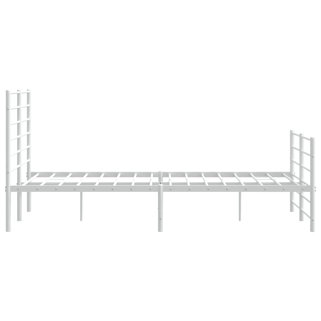 Sengeramme i metall med hode- og fotgavl hvit 120x200 cm