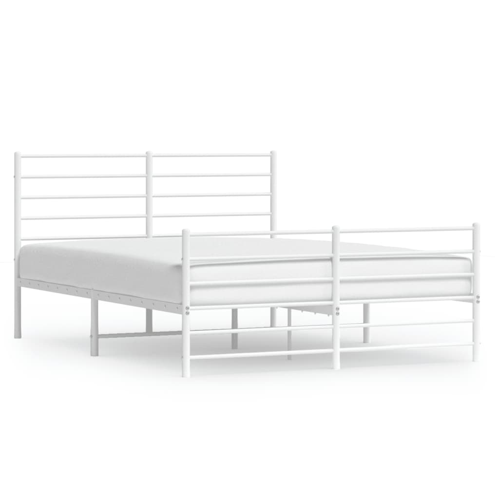Sengeramme i metall med hode- og fotgavl hvit 140x190 cm