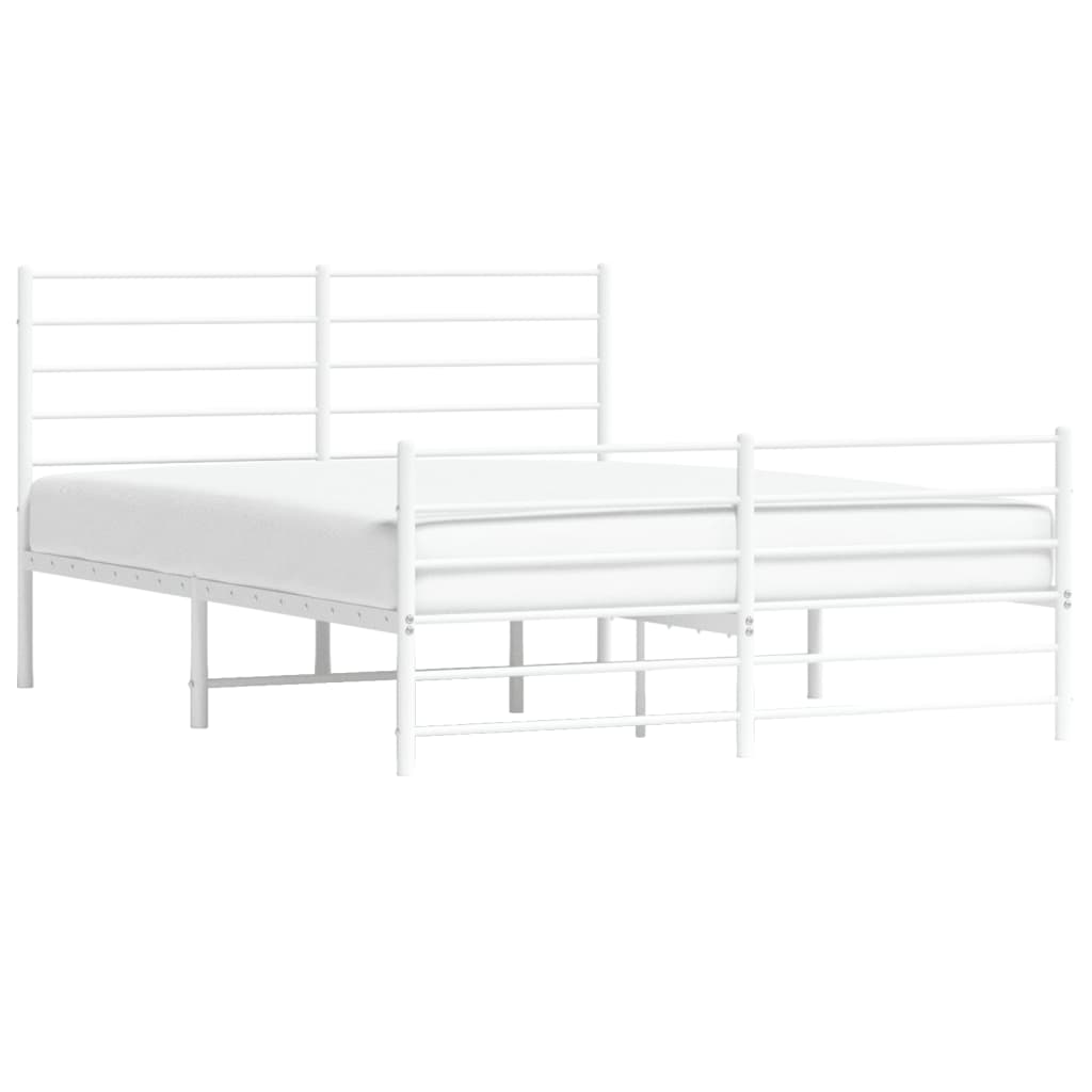 Sengeramme i metall med hode- og fotgavl hvit 140x190 cm