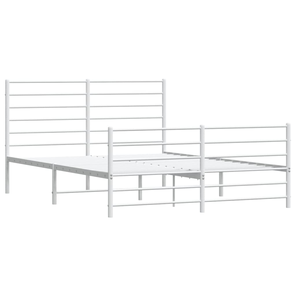 Sengeramme i metall med hode- og fotgavl hvit 140x190 cm