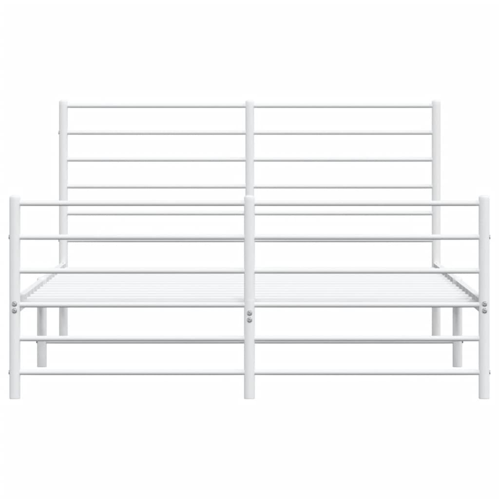 Sengeramme i metall med hode- og fotgavl hvit 140x190 cm