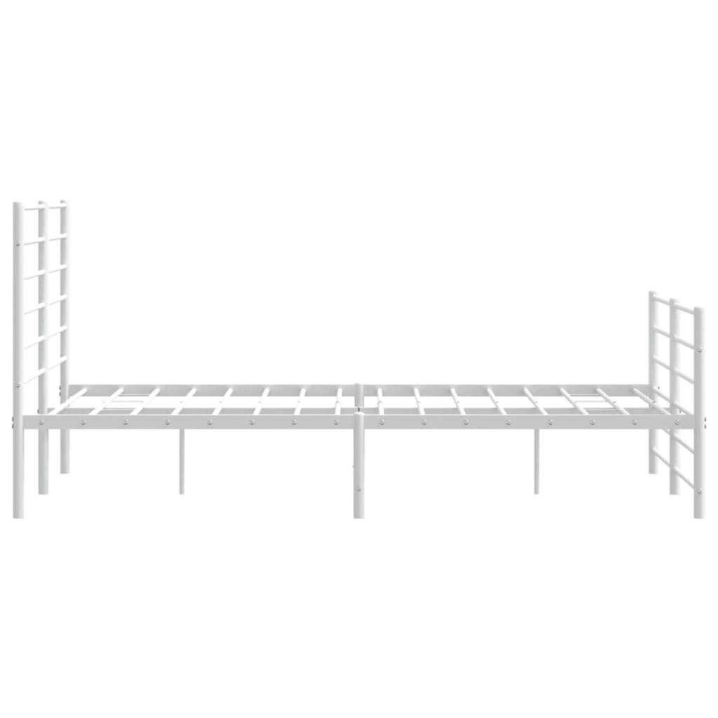 Sengeramme i metall med hode- og fotgavl hvit 140x190 cm