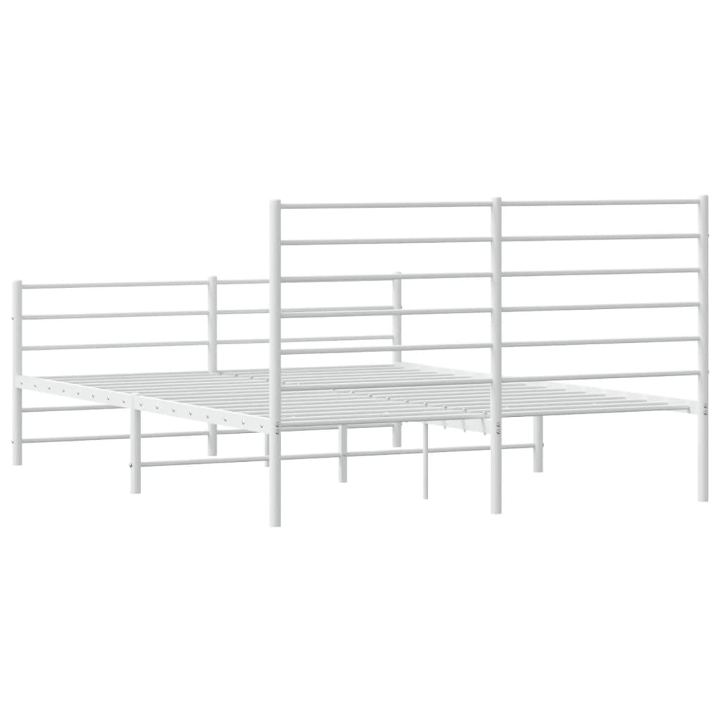 Sengeramme i metall med hode- og fotgavl hvit 140x190 cm