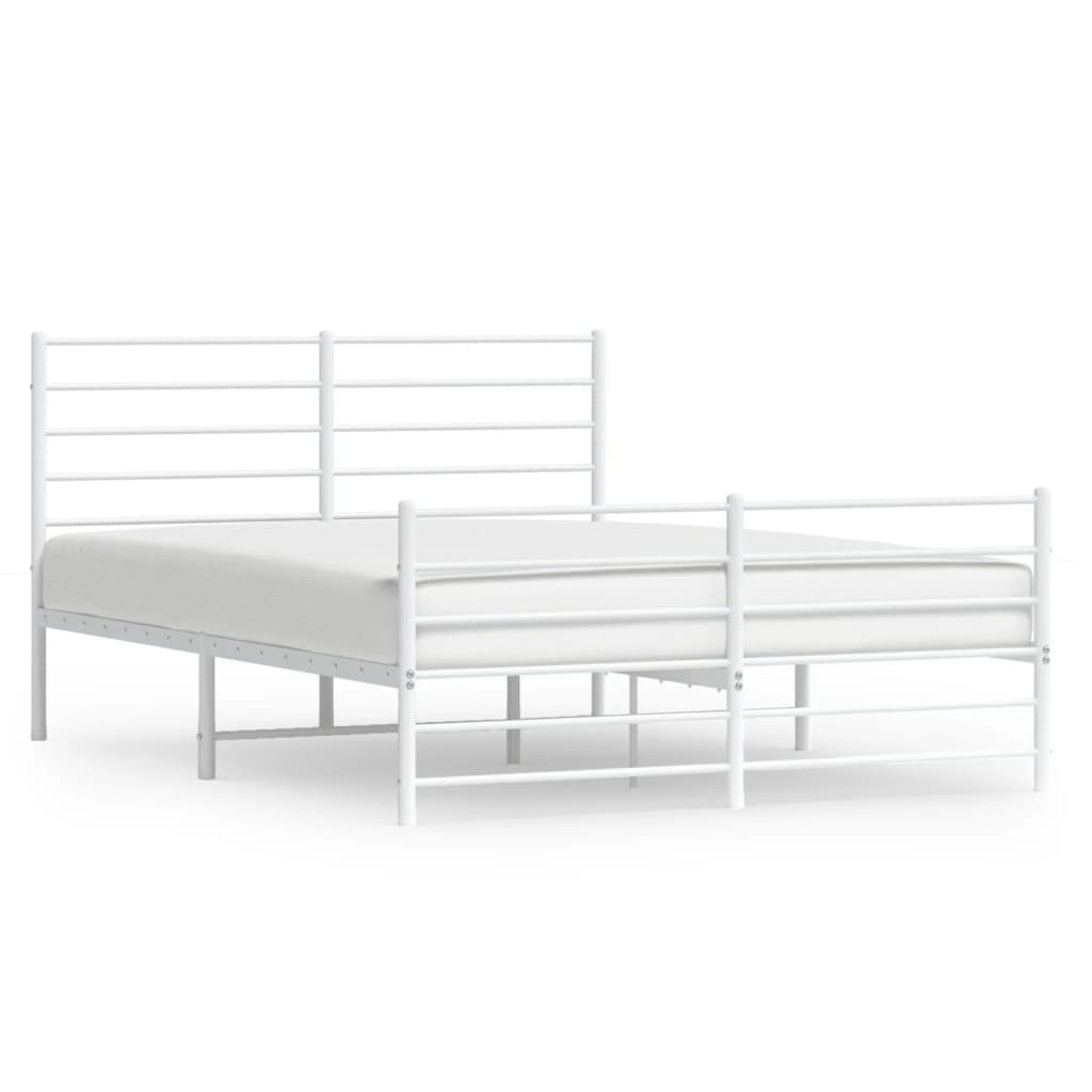 Sengeramme i metall med hode- og fotgavl hvit 150x200 cm