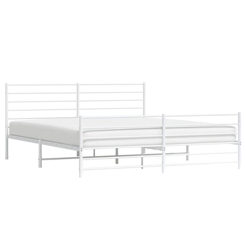 Sengeramme i metall med hode- og fotgavl hvit 180x200 cm