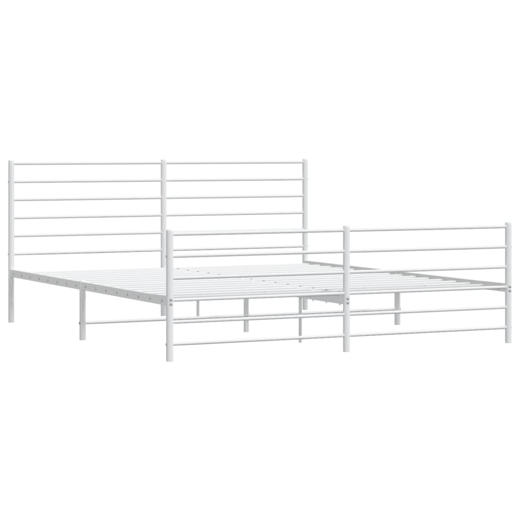 Sengeramme i metall med hode- og fotgavl hvit 180x200 cm