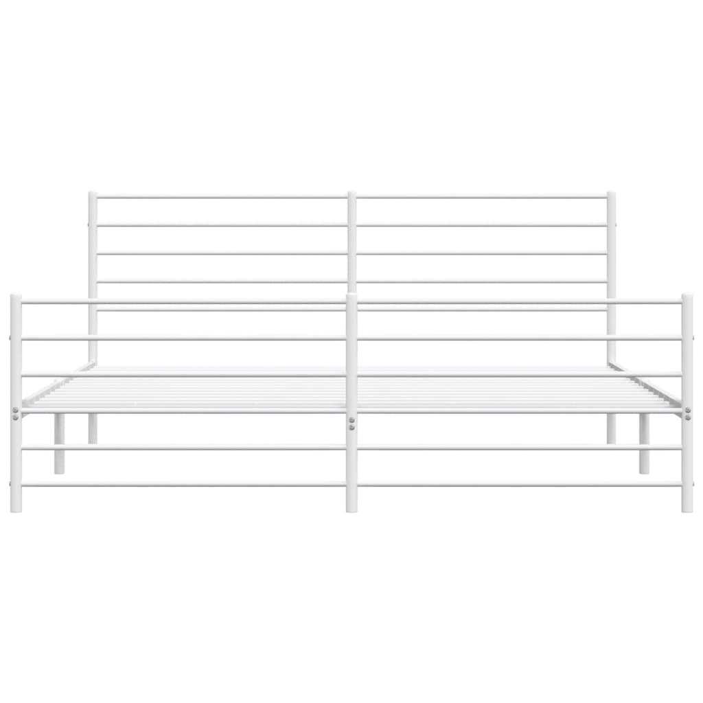 Sengeramme i metall med hode- og fotgavl hvit 180x200 cm