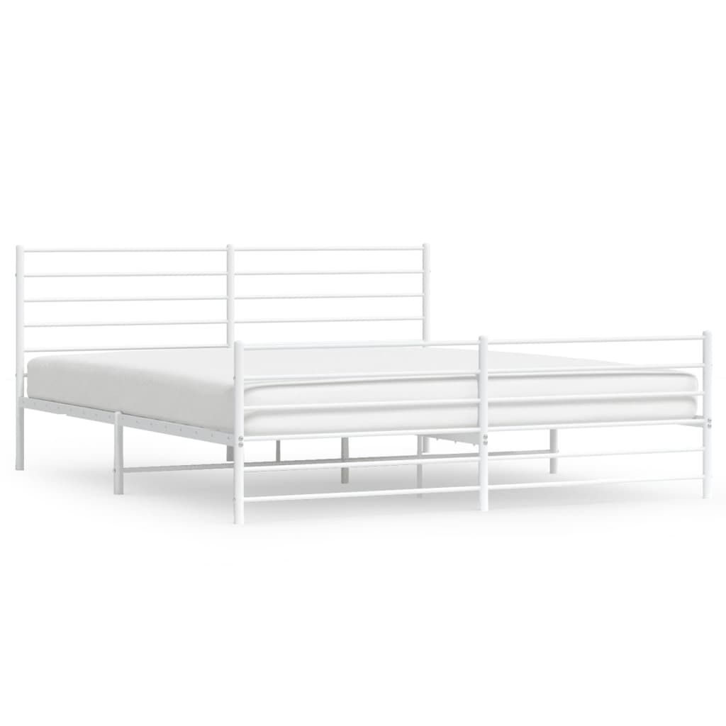 Sengeramme i metall med hode- og fotgavl hvit 183x213 cm