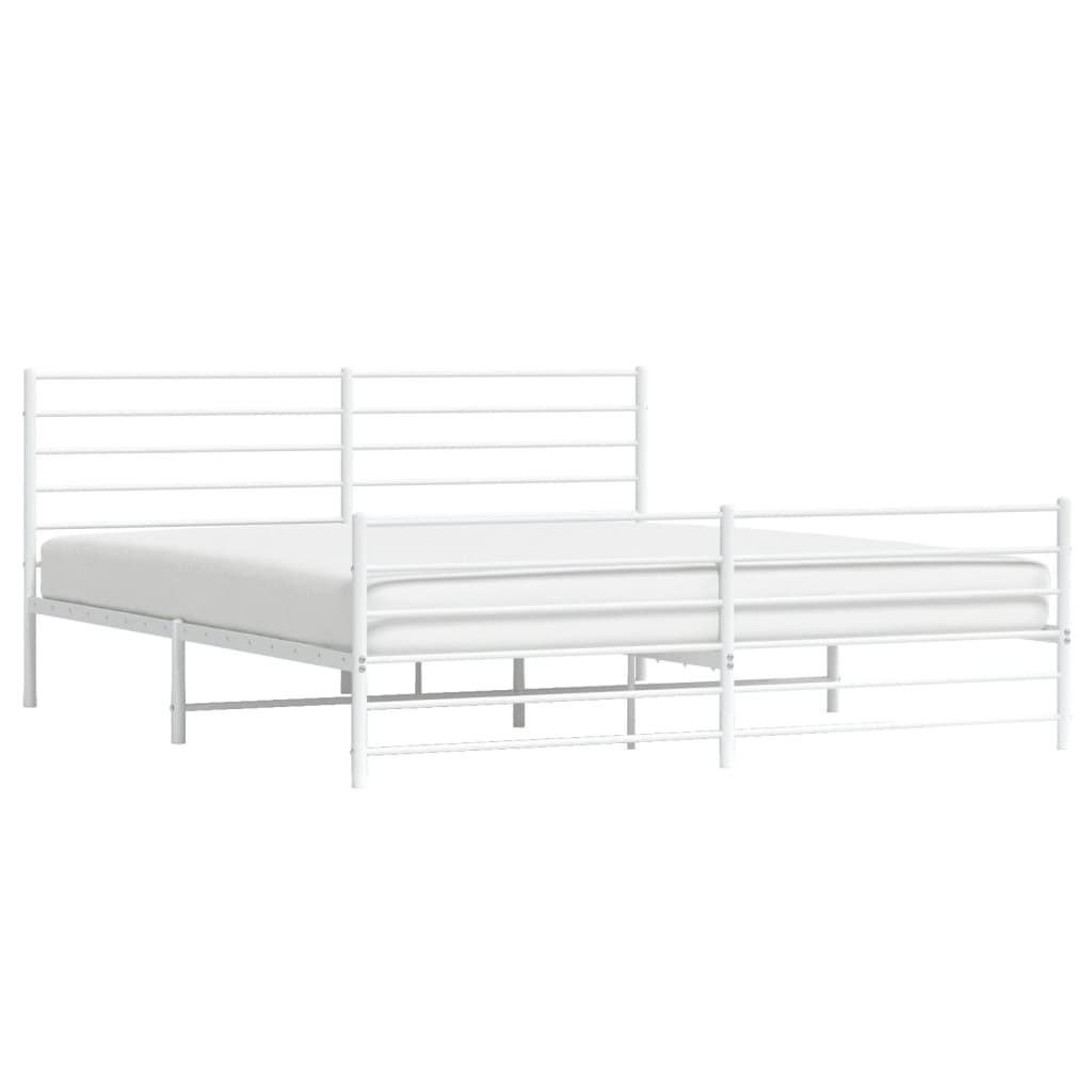 Sengeramme i metall med hode- og fotgavl hvit 183x213 cm