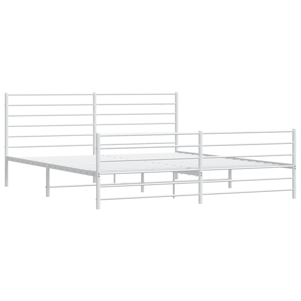 Sengeramme i metall med hode- og fotgavl hvit 183x213 cm