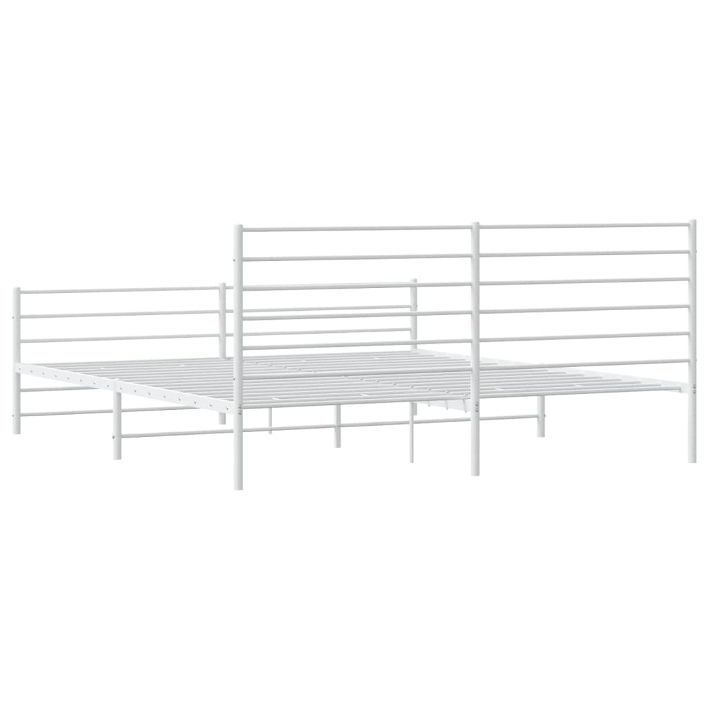 Sengeramme i metall med hode- og fotgavl hvit 183x213 cm