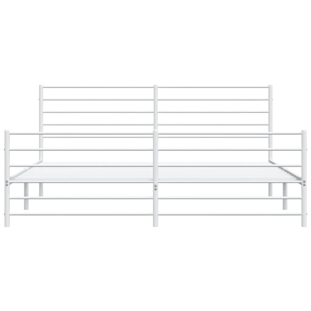 Sengeramme i metall med hode- og fotgavl hvit 193x203 cm
