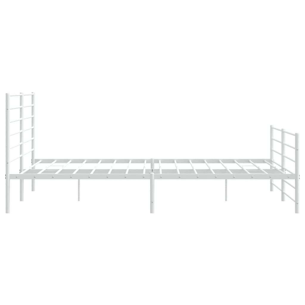 Sengeramme i metall med hode- og fotgavl hvit 193x203 cm