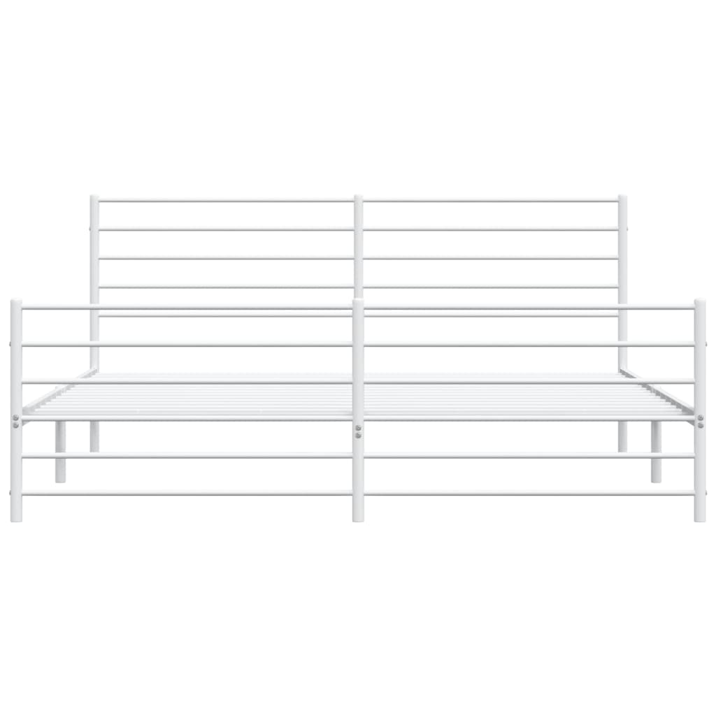 Sengeramme i metall med hode- og fotgavl hvit 200x200 cm